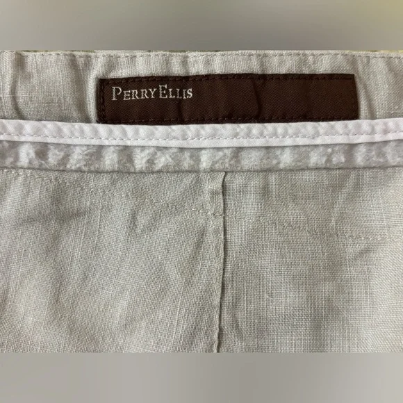 Perry Ellis Tan Linen Blend Drawstring Pants - Picture 5 of 6